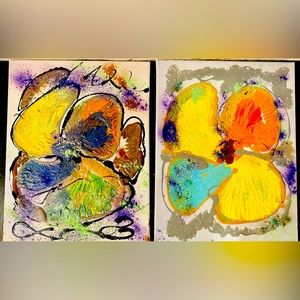 Acrylic/oil mixed media yellow flower!